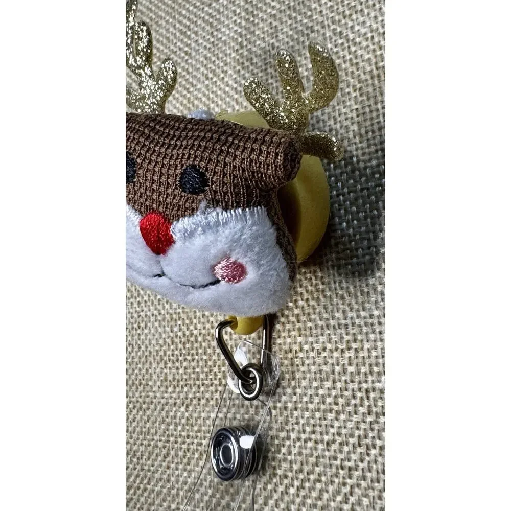 Reign Deer Plush Retractable Badge Reel ID Holder Alligator Clip